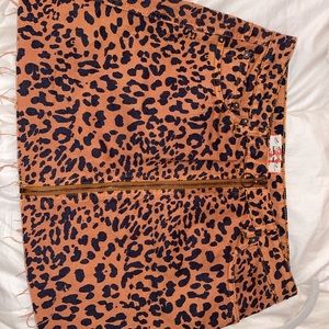 Free People Mini Cheetah Denim Skirt